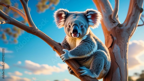Adorable Koala Perched on a Tree Branch in the Australian Outback