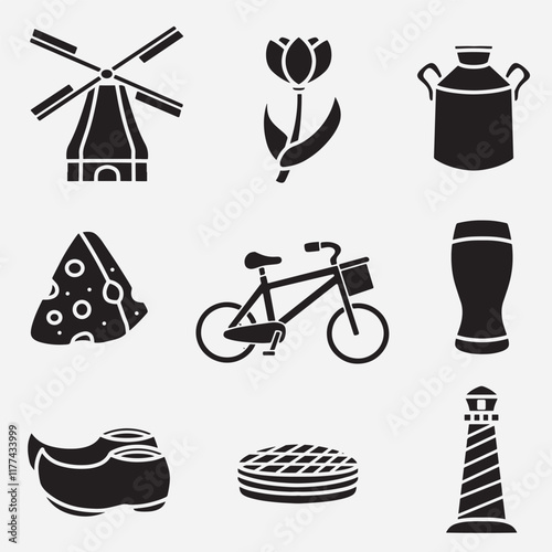 set of holland good for icons, symbol, element design, silhouette design, etc