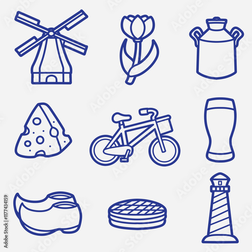 set of holland with outline style good for logo, symbol, icon, element design, etc
