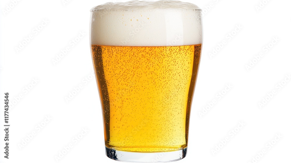 A glass of golden beer with a frothy head, ready to enjoy. A glass of golden beer with a frothy head, ready to enjoy.