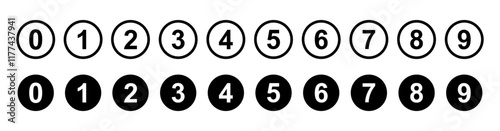 Numbers icon set from 0 to 9