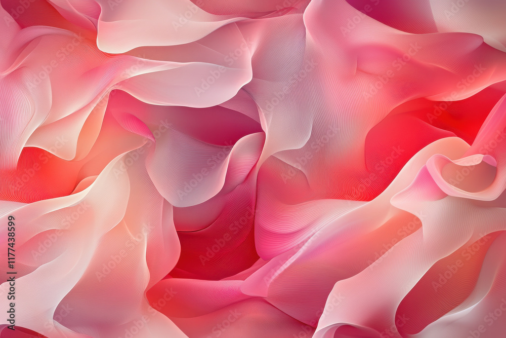 Obraz premium Valentine Background Concept, Soft pink and red flowing shapes create dreamy, abstract background