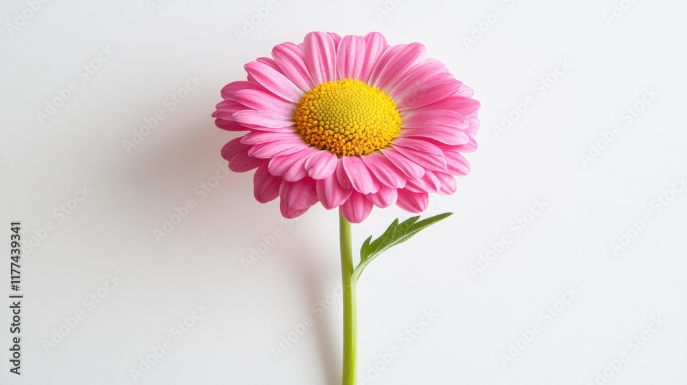 Single Pink Daisy Flower on White Background Single Pink Daisy Flower on White Background