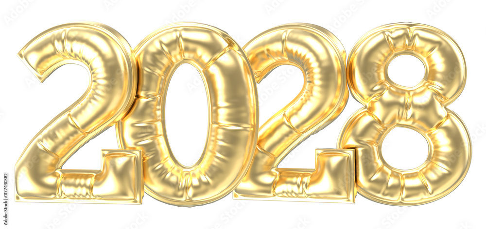 Happy New Year Number 2028 Gold 3D Redner Happy New Year Number 2028 Gold 3D Redner