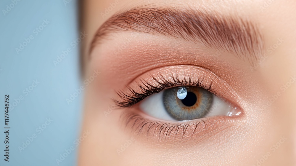Naklejka premium Woman with long eyelashes and a light brown eye shadow