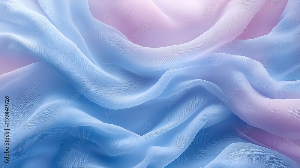 Obraz premium Soft pastel blue pink fabric waves texture background. Ideal for fashion design.