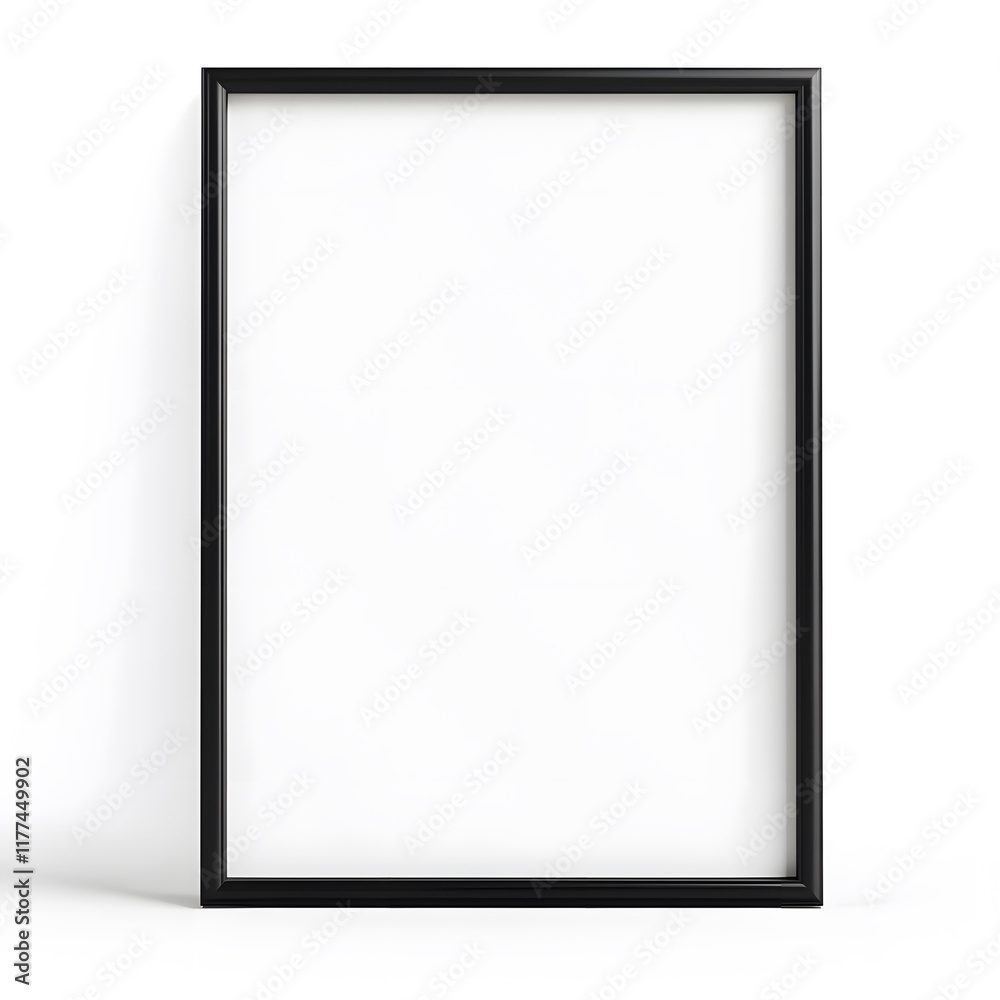 Empty black photo frame with modern design, perfect for displaying art Empty black photo frame with modern design, perfect for displaying art