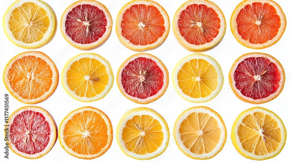 Obraz premium Citrus Fruit Slices Pattern