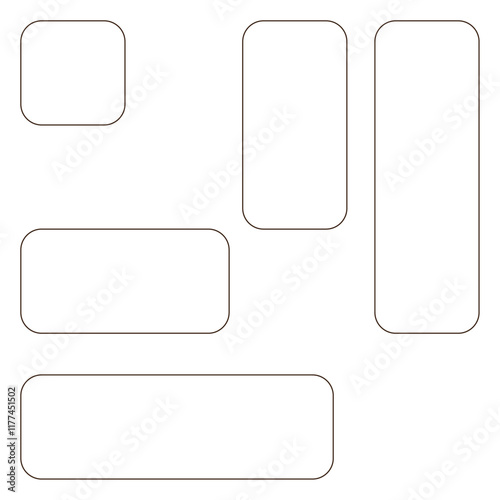Simple rounded corners rectangles icons set - can be used as buttons, flame.Rounded corner radius 100.