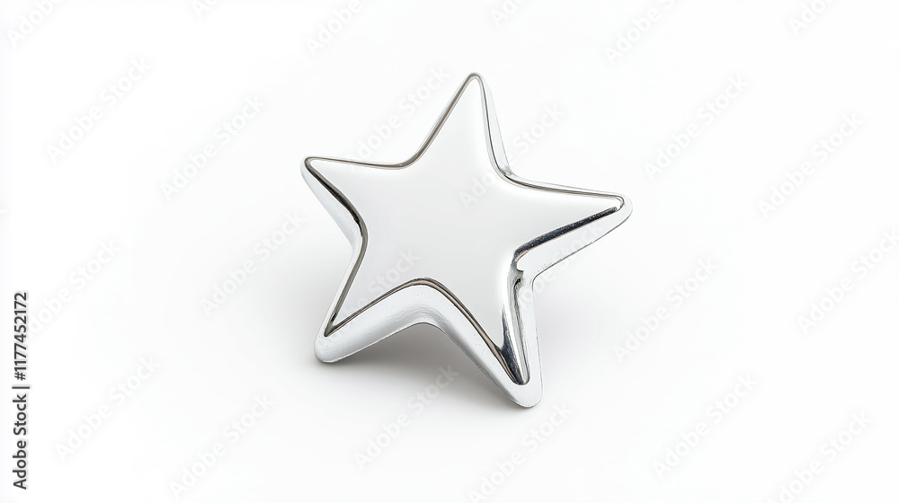 Silver star with metallic finish on a white background Silver star with metallic finish on a white background