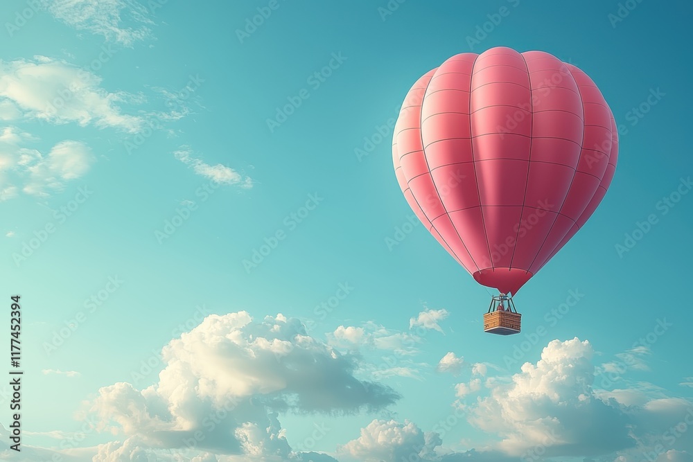Fototapeta premium Vibrant colorful hot air balloon floating in the sky travel adventure serenity high fidelity viewpoint