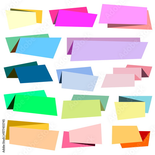 Set of colorful origami banners