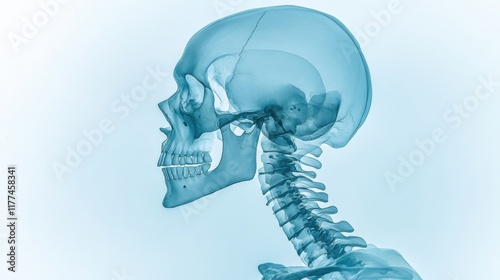 Wallpaper Mural Blue Hues  Profile View of a Human Skull and Cervical Spine Torontodigital.ca