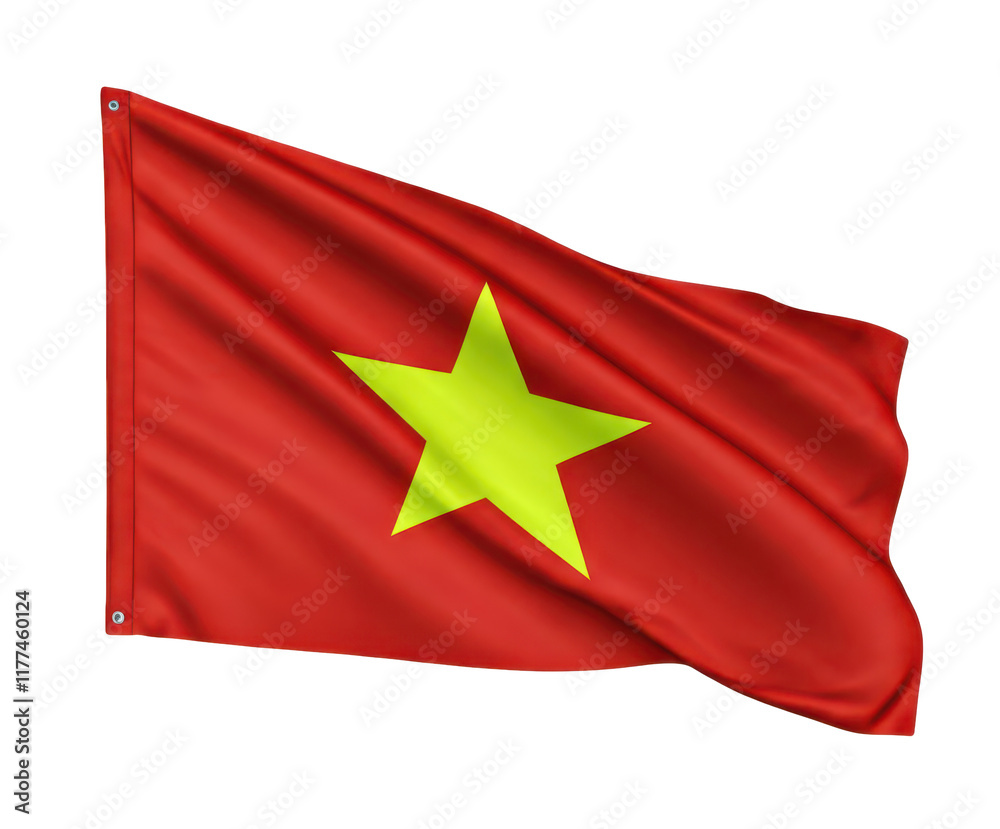 waving flag of Vietnam, national symbol waving flag of Vietnam, national symbol