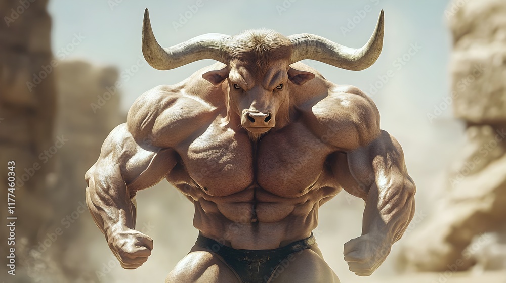 3D render of a muscular bull bodybuilder in a cinematic Unreal Engine style. Fusion of Strength, Power, and Artistic Visualization with Nature. Cartoon Bodybuilder Bull Mascots anima illisturation 3D render of a muscular bull bodybuilder in a cinematic Unreal Engine style. Fusion of Strength, Power, and Artistic Visualization with Nature. Cartoon Bodybuilder Bull Mascots anima illisturation