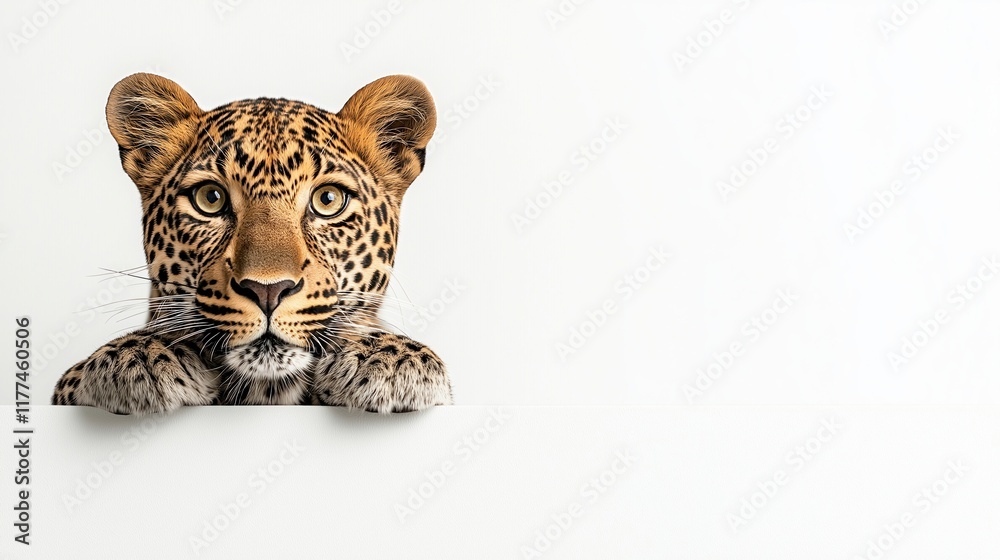 Naklejka premium Playful leopard with curious expression in image