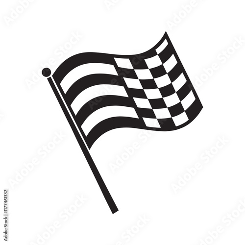 Two crossed checkered flags silhouette. Racing flag vector. Perfect for sports and finish line designs.