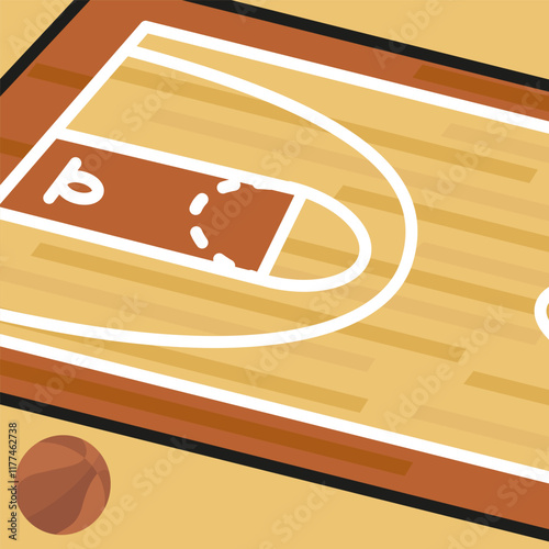 Basketball court. Sports championship. Side view of the gym. Basketball.