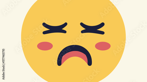 Tired and Unhappy Face Emoticon Vector | Flat Design Emoji for Expressing Exhaustion, Frustration, and Displeasure