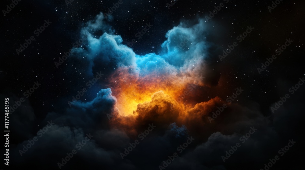 A dark sky with a bright orange cloud in the middle A dark sky with a bright orange cloud in the middle