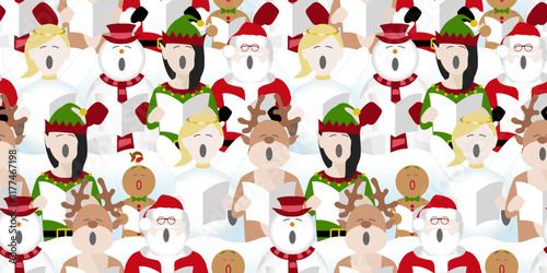 seamless Christmas characters repeat pattern
