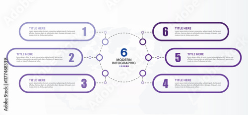 Blue tone circle infographic with 6 steps, process or options.
