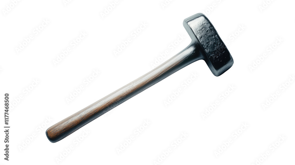A Sturdy Metal Hammer with Wooden Handle Isolated A Sturdy Metal Hammer with Wooden Handle Isolated