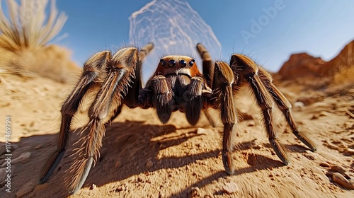 Tarantula Spider Closeup Desert Habitat photo