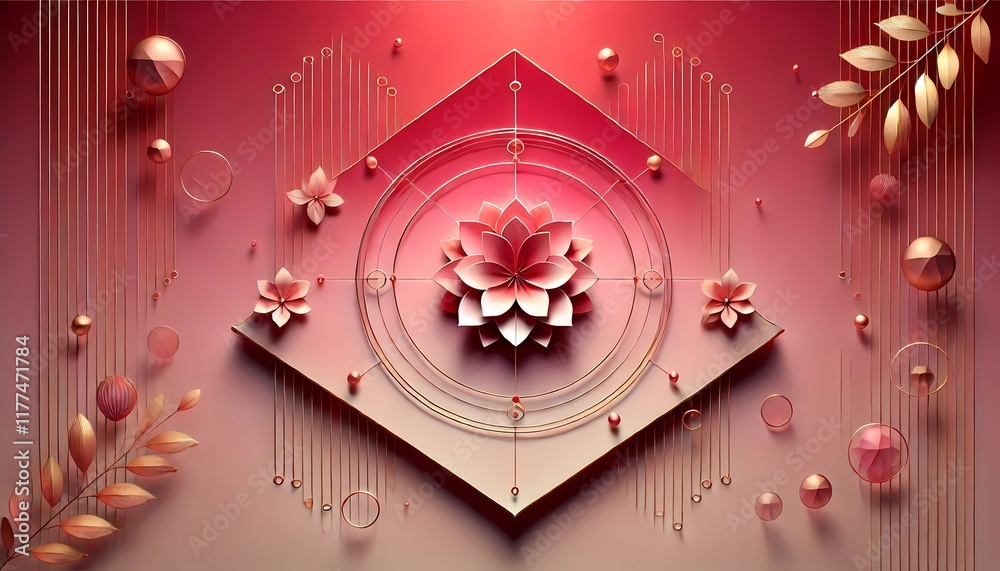 Obraz premium decorative background, minimalist design, in red and white tones, Valentine's Day, created with A.I GENERATIVE