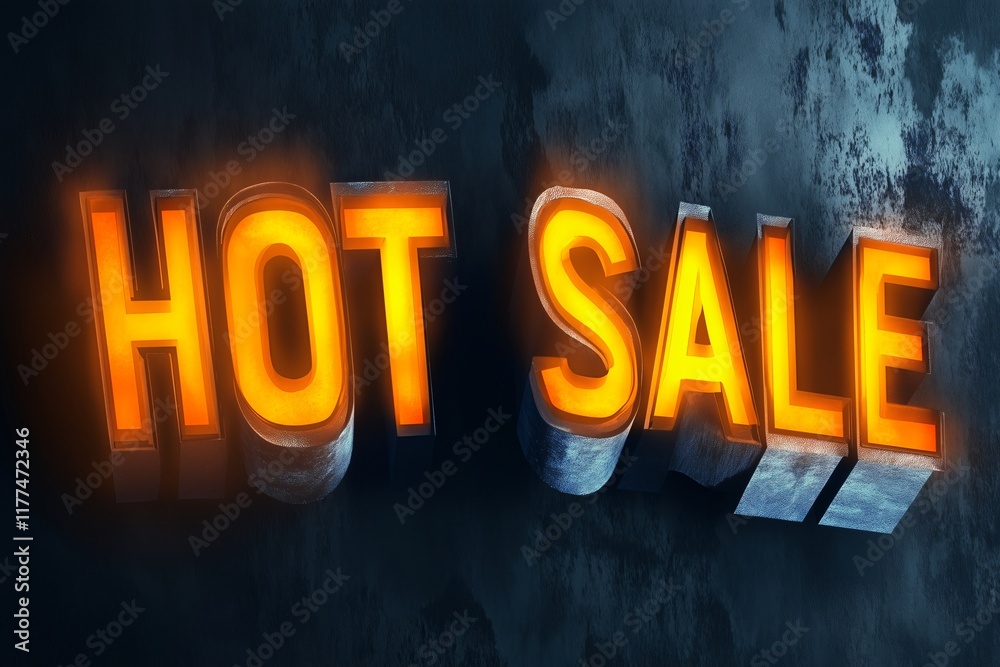 Engaging promotional display highlighting a hot sale with vibrant colors and bold lettering Engaging promotional display highlighting a hot sale with vibrant colors and bold lettering