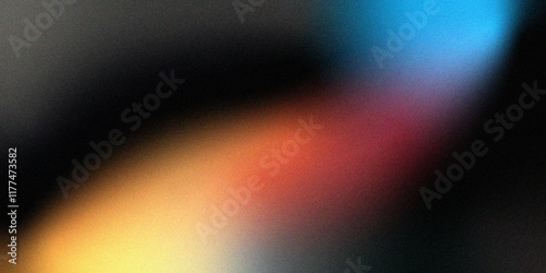 Abstract noisy grain creative flair rough gradient noisy grain background texture for digital art. Smooth color transitions elegant design Grainy colorful warm blue light leaks on black background.