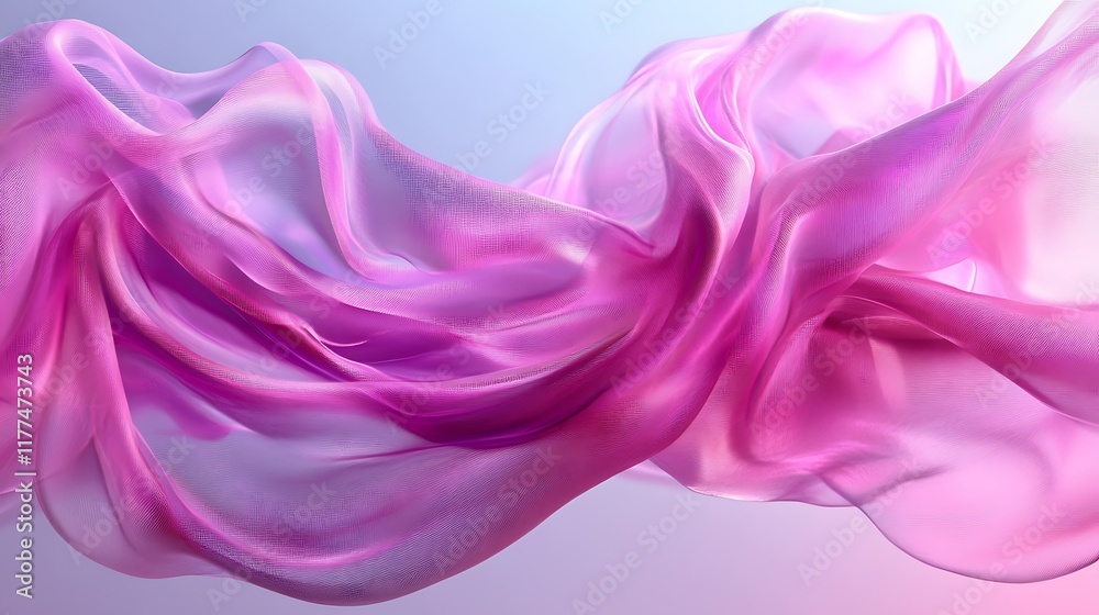 Obraz premium Flowing pink fabric, abstract design, pastel background, website banner.