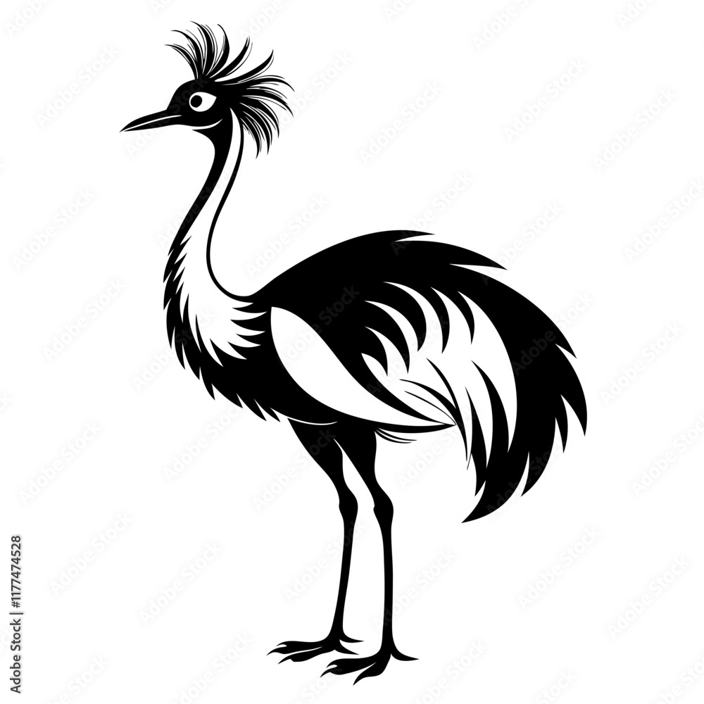 Fototapeta premium Emu Australia silhouette,vector printable design