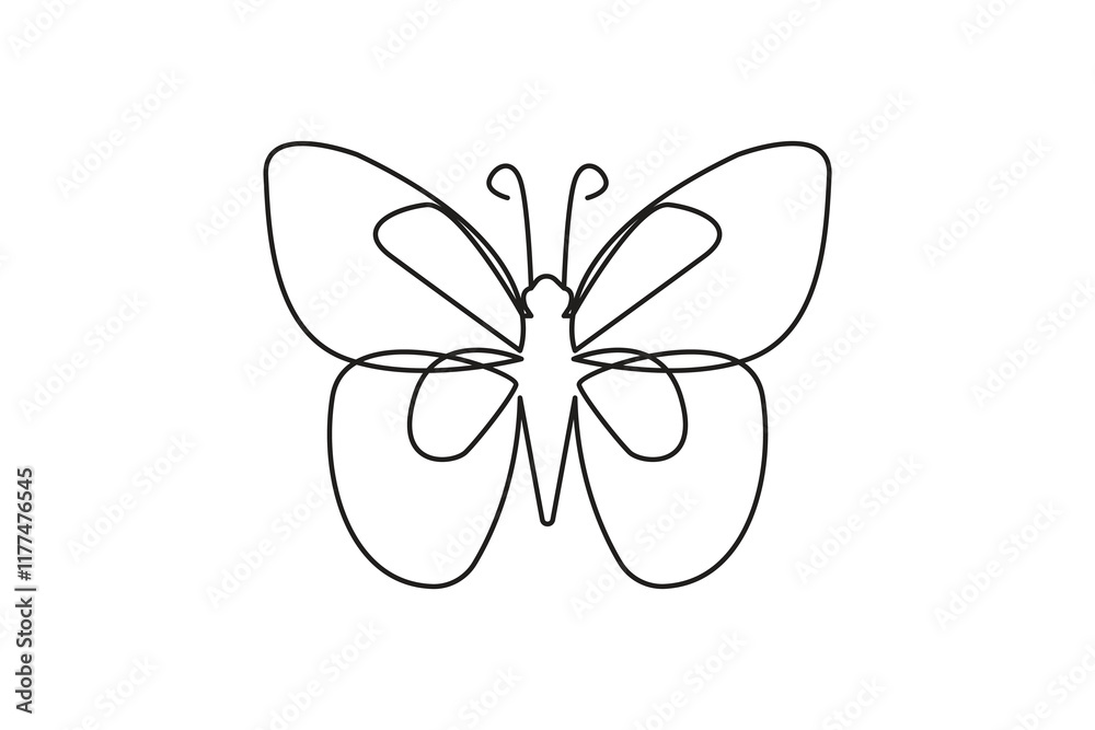 Continuous line drawing of beautiful butterfly outline vector Illustration Continuous line drawing of beautiful butterfly outline vector Illustration