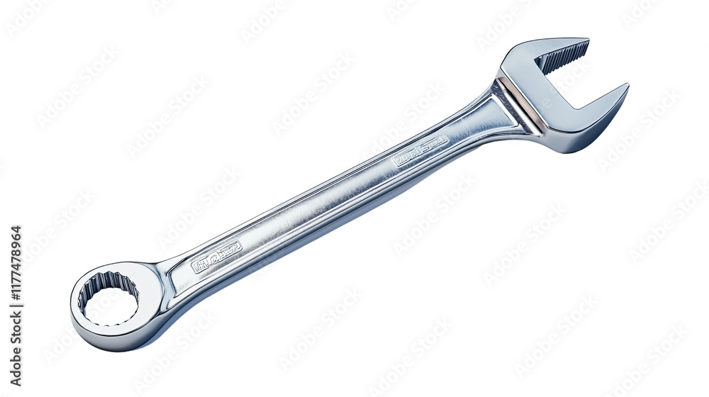 Chrome Open-End Wrench Tool Closeup High-Resolution Image Chrome Open-End Wrench Tool Closeup High-Resolution Image