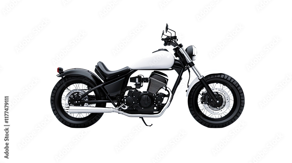 Obraz premium Classic Cruiser Motorcycle Side Profile Studio Shot