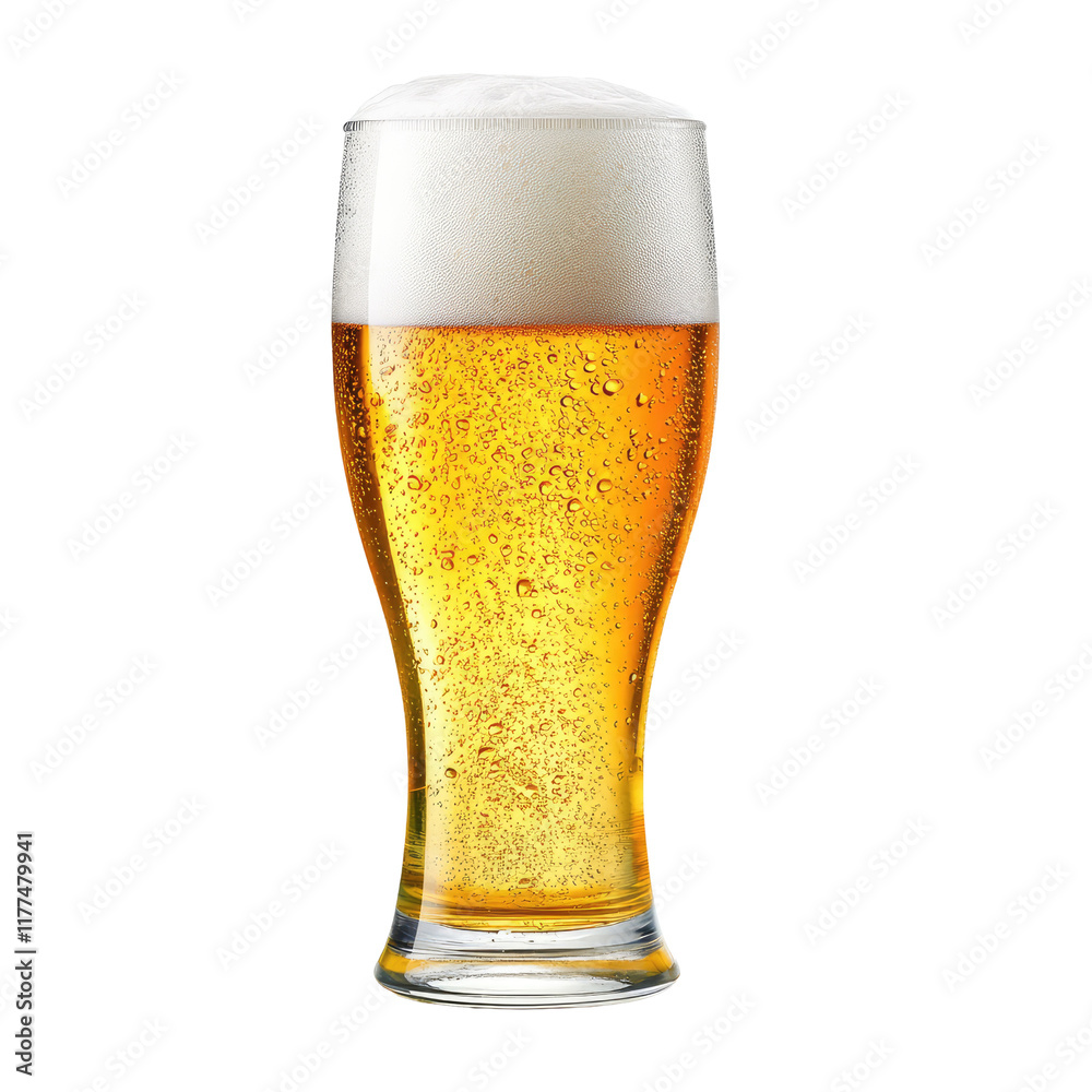 Cold Frothy Beer in a Tall Glass on Black Background Cold Frothy Beer in a Tall Glass on Black Background