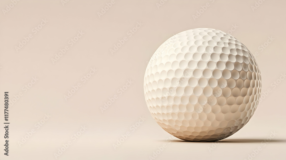 Golf ball resting on beige background, ready for a game, simple studio shot, ideal for sports websites. Golf ball resting on beige background, ready for a game, simple studio shot, ideal for sports websites.