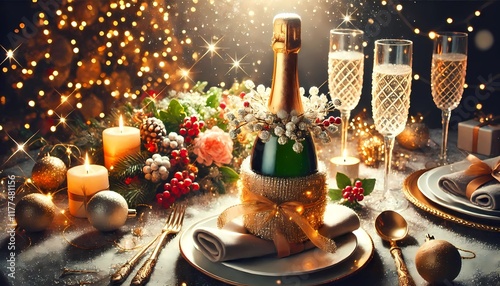 christmas dinner table setting