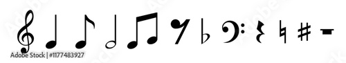 Musical note icon set. Note icons