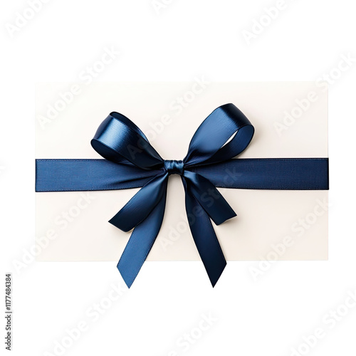 Elegant Gift Box with Dark Blue Ribbon Bow photo