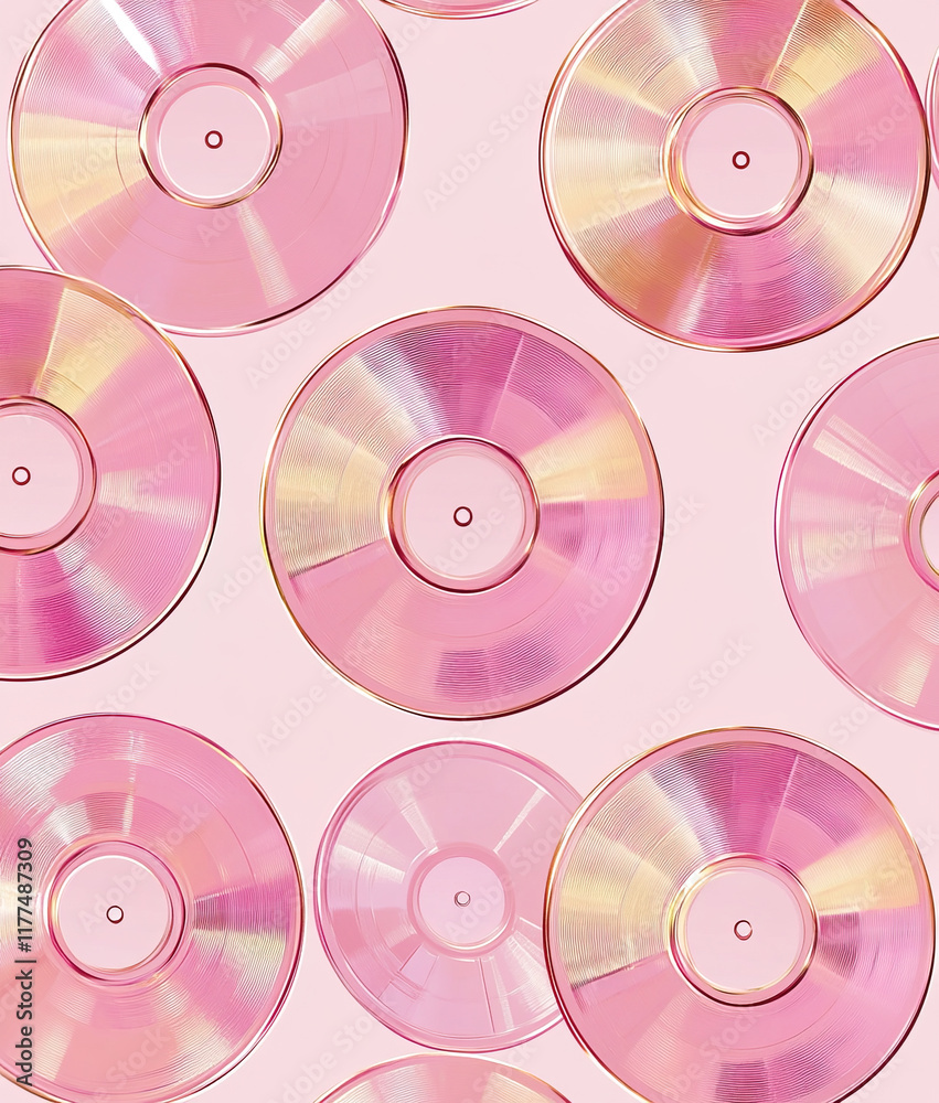 Pink vinyl records on pink background Pink vinyl records on pink background