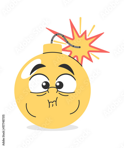 Cute comic bomb holding breath