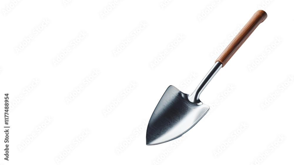 Gardening Trowel with Wooden Handle, Isolated on Black Background Gardening Trowel with Wooden Handle, Isolated on Black Background