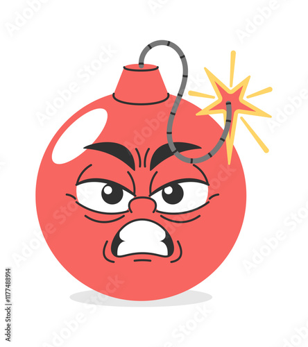 Angry furious bomb explosive character