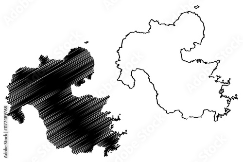 Oita Prefecture (Administrative divisions of Japan, Prefectures of Japan) map vector illustration, scribble sketch Oita map