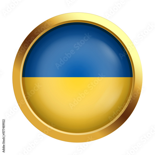 Free Download Flag of Ukraine. Golden token. Blue and yellow symbol of national pride and cultural heritage. Close-up. Design for printing, souvenirs, gifts, important events and holidays, web design. - GFXLoad