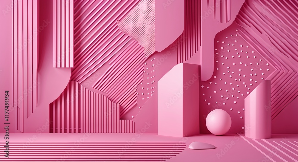 Obraz premium Abstract lines and dots pattern background in pink pattern background