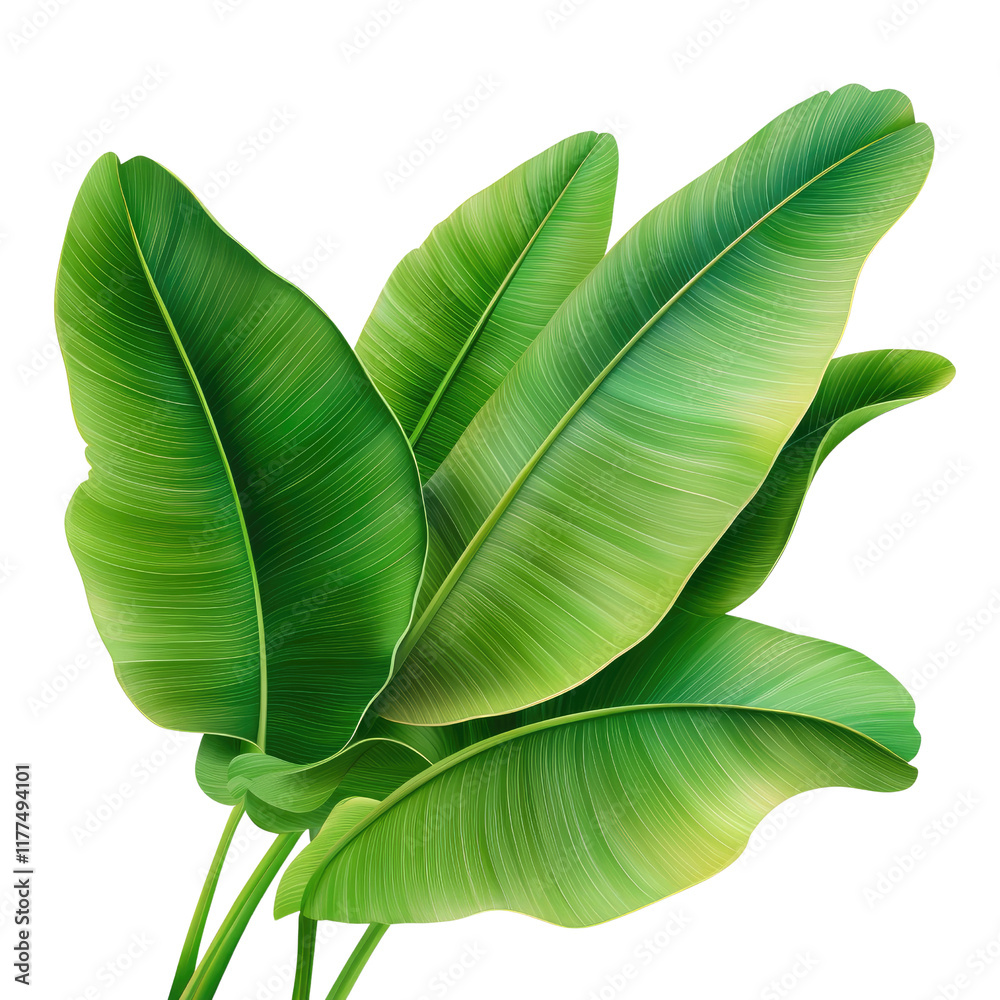 Fototapeta premium Lush Green Tropical Banana Leaves Illustration