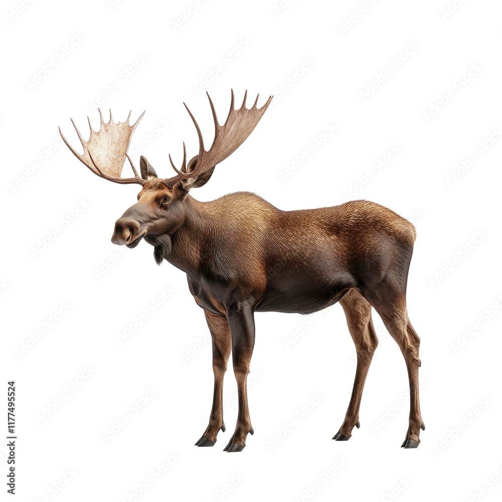 Obraz premium Majestic Adult Bull Moose with Large Antlers Profile View